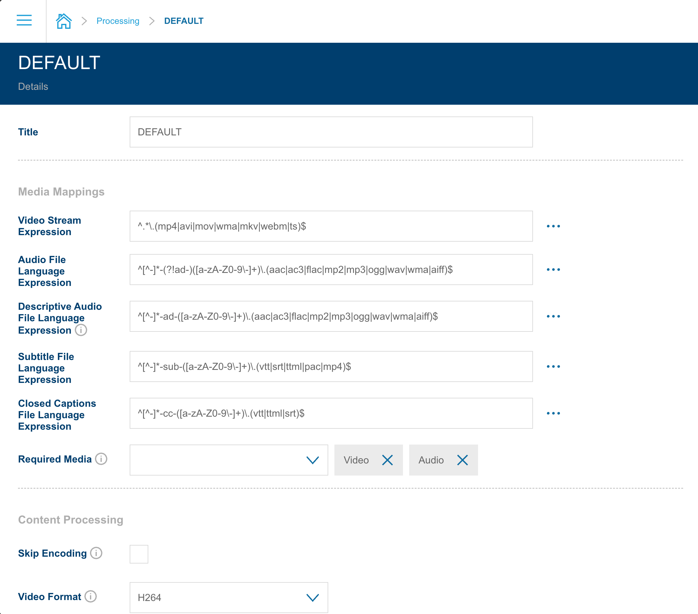 Processing Profile